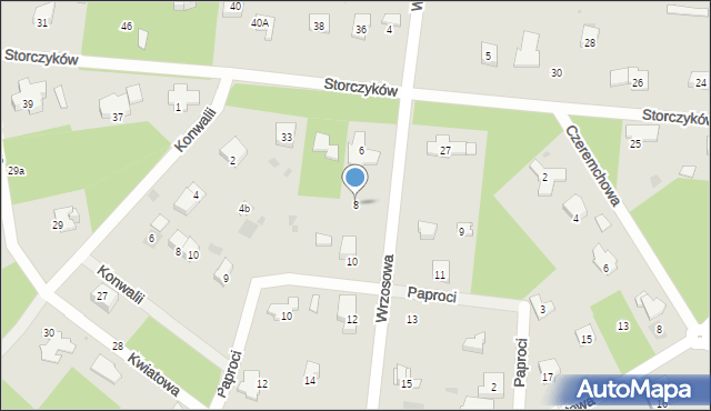 Podkowa Leśna, Wrzosowa, 8, mapa Podkowa Leśna