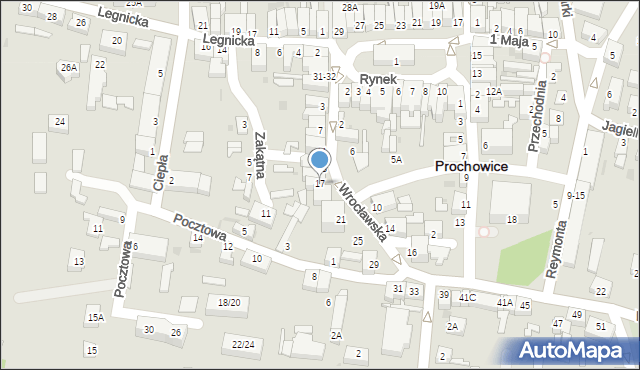 Prochowice, Wrocławska, 17, mapa Prochowice