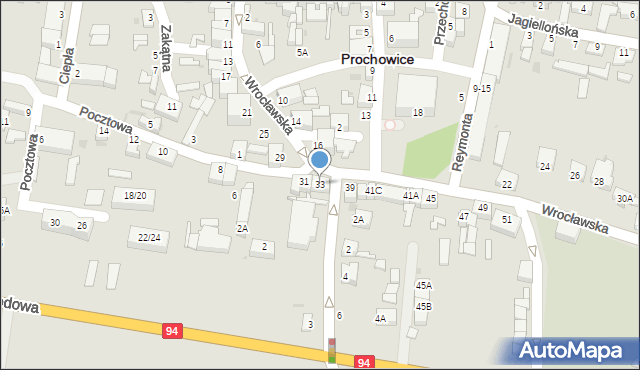 Prochowice, Wrocławska, 33, mapa Prochowice