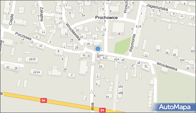 Prochowice, Wrocławska, 39, mapa Prochowice