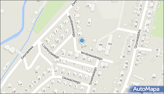 Prudnik, Wróblewskiego Walerego, gen., 13, mapa Prudnik