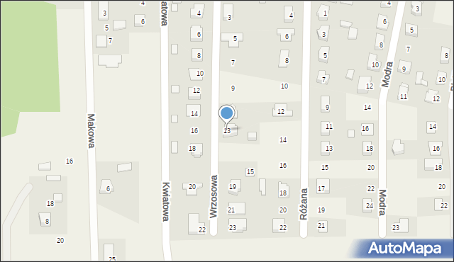 Przykona, Wrzosowa, 13, mapa Przykona