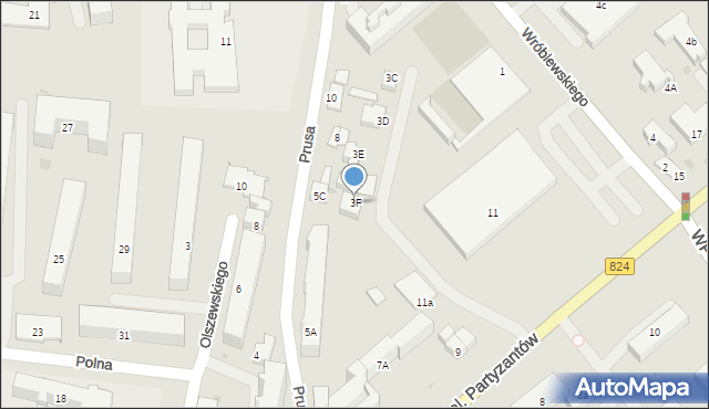 Puławy, Wróblewskiego Zygmunta, gen., 3F, mapa Puław