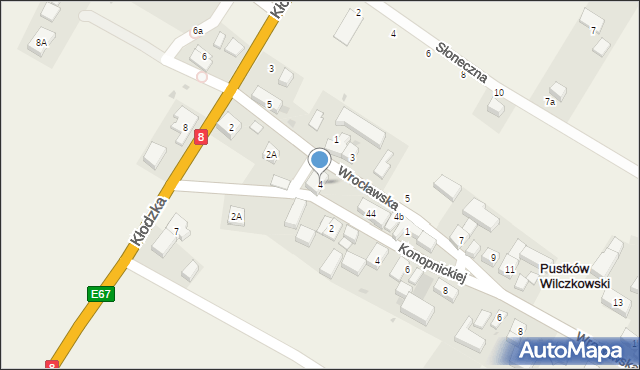 Pustków Wilczkowski, Wrocławska, 4, mapa Pustków Wilczkowski