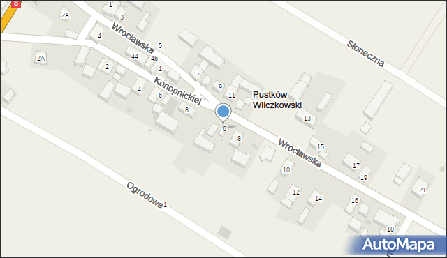 Pustków Wilczkowski, Wrocławska, 6, mapa Pustków Wilczkowski