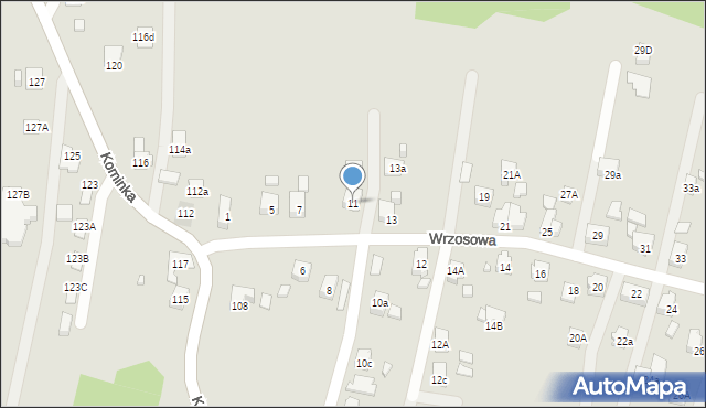 Radlin, Wrzosowa, 11, mapa Radlin