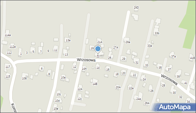 Radlin, Wrzosowa, 21, mapa Radlin