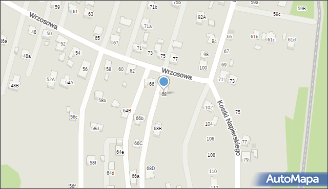 Radlin, Wrzosowa, 68, mapa Radlin