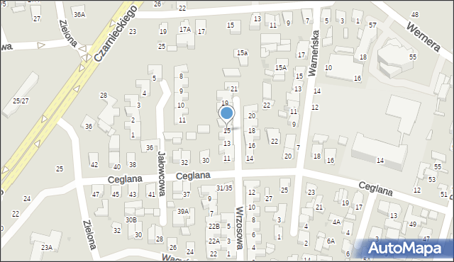 Radom, Wrzosowa, 15, mapa Radomia