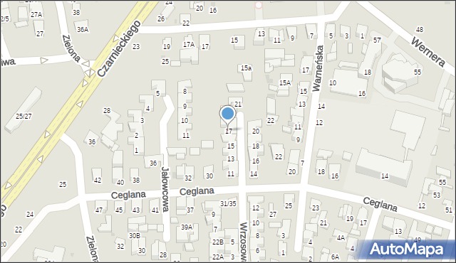 Radom, Wrzosowa, 17, mapa Radomia