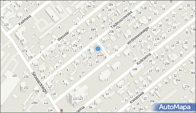 Radom, Wróblewskiego Walerego, gen., 17, mapa Radomia