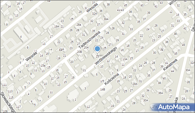 Radom, Wróblewskiego Walerego, gen., 23, mapa Radomia