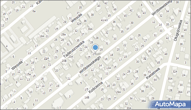 Radom, Wróblewskiego Walerego, gen., 27A, mapa Radomia