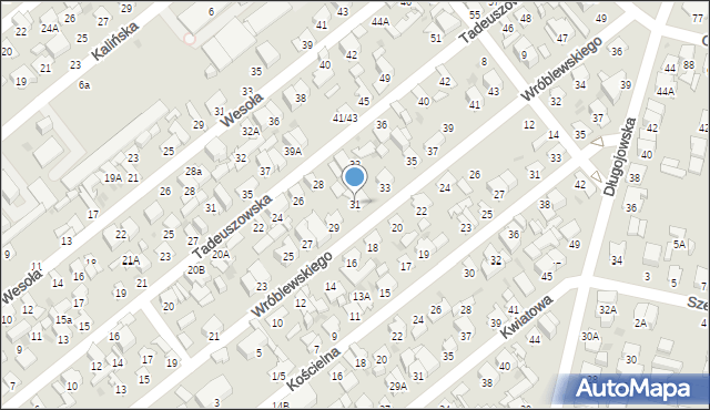 Radom, Wróblewskiego Walerego, gen., 31, mapa Radomia