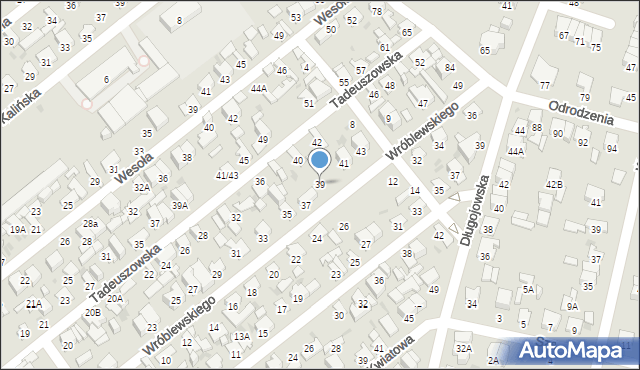 Radom, Wróblewskiego Walerego, gen., 39, mapa Radomia