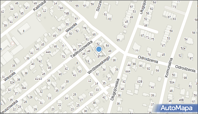 Radom, Wróblewskiego Walerego, gen., 47, mapa Radomia