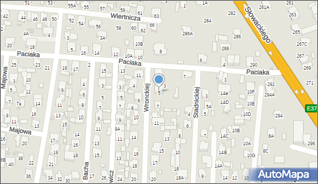 Radom, Wronckiej Stanisławy Zofii, 5, mapa Radomia