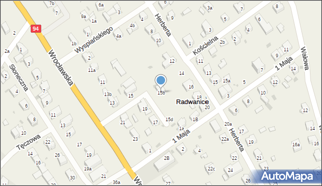 Radwanice, Wrocławska, 15b, mapa Radwanice