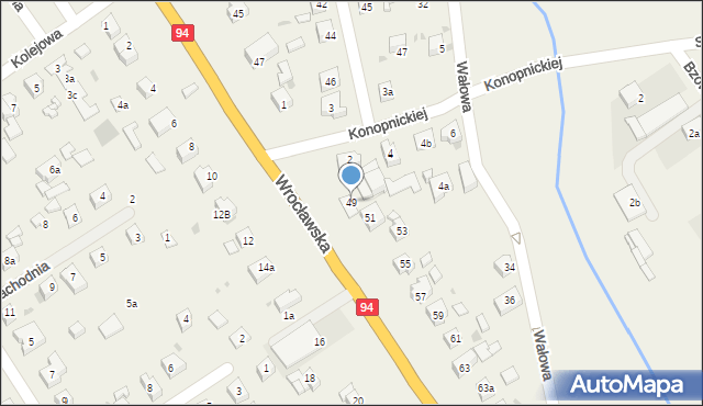 Radwanice, Wrocławska, 49, mapa Radwanice