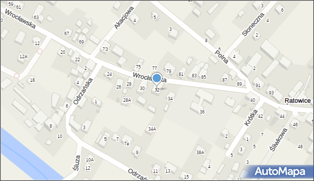 Ratowice, Wrocławska, 32, mapa Ratowice