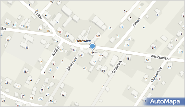 Ratowice, Wrocławska, 50, mapa Ratowice