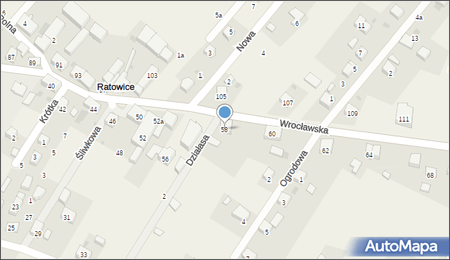 Ratowice, Wrocławska, 58, mapa Ratowice