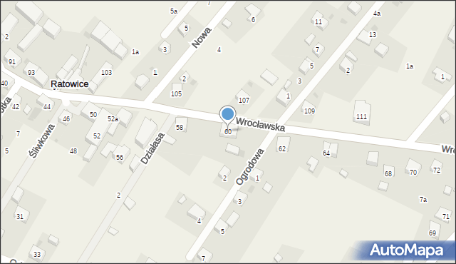 Ratowice, Wrocławska, 60, mapa Ratowice