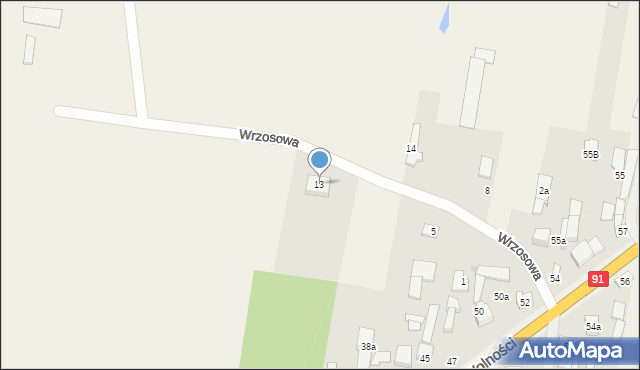 Rędziny, Wrzosowa, 13, mapa Rędziny