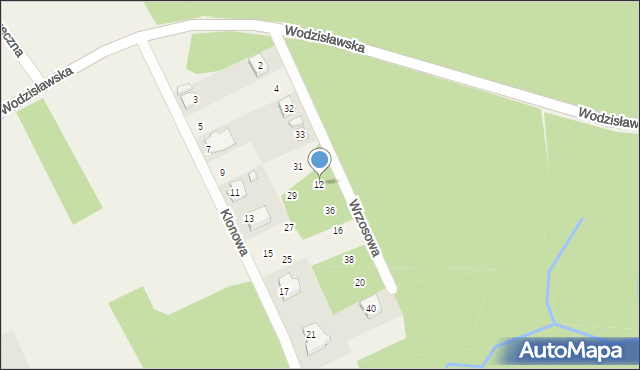 Rogów, Wrzosowa, 12, mapa Rogów