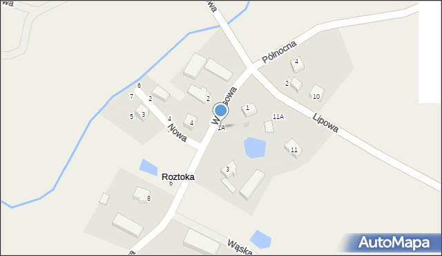 Roztoka, Wrzosowa, 1A, mapa Roztoka