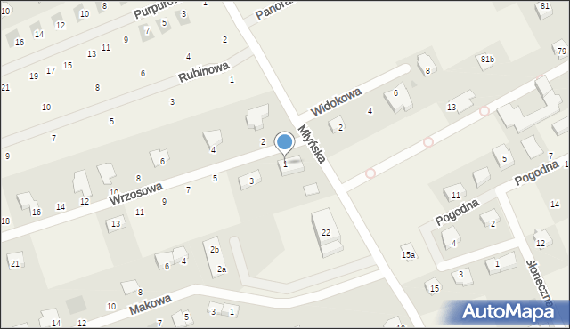 Różyny, Wrzosowa, 1, mapa Różyny