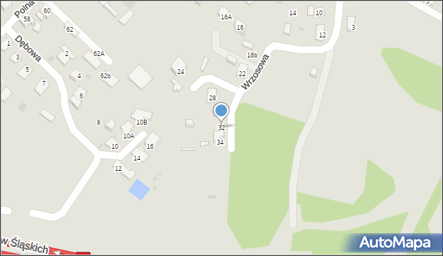Ruda Śląska, Wrzosowa, 32, mapa Rudy Śląskiej