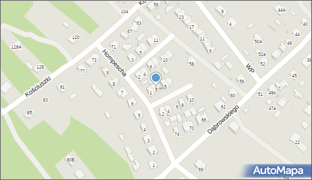 Rudnik nad Sanem, Wrzosowa, 3, mapa Rudnik nad Sanem