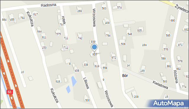 Rybarzowice, Wrzosowa, 920, mapa Rybarzowice