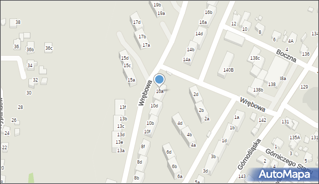 Rybnik, Wrębowa, 10a, mapa Rybnika