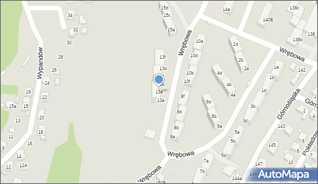 Rybnik, Wrębowa, 13e, mapa Rybnika