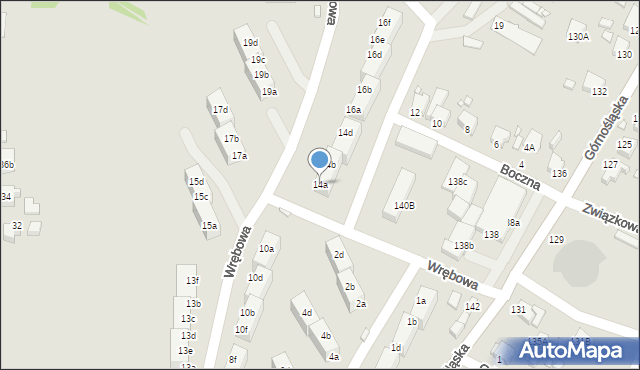 Rybnik, Wrębowa, 14a, mapa Rybnika