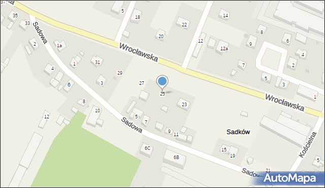 Sadków, Wrocławska, 25, mapa Sadków