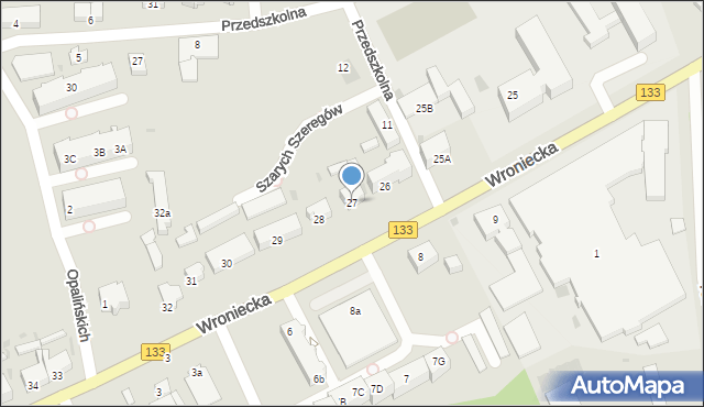 Sieraków, Wroniecka, 27, mapa Sieraków