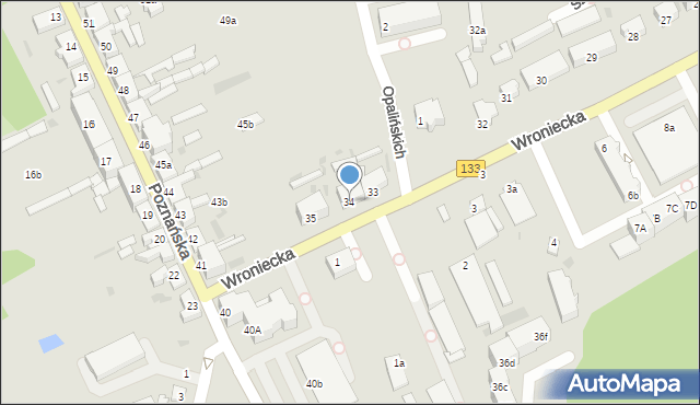 Sieraków, Wroniecka, 34, mapa Sieraków