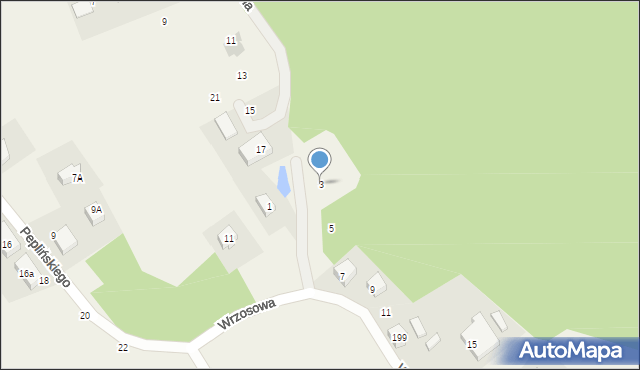 Sierakowice, Wrzosowa, 3, mapa Sierakowice