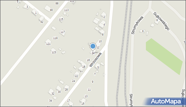 Sławków, Wrzosowa, 14, mapa Sławków