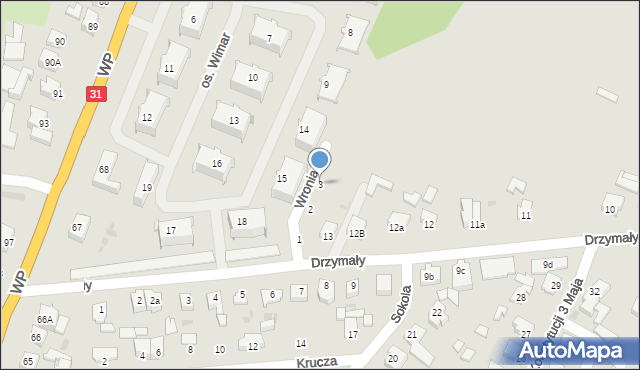 Słubice, Wronia, 3, mapa Słubice