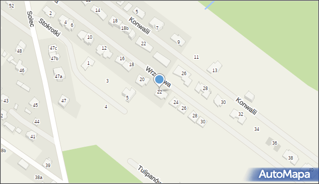 Solec, Wrzosowa, 22, mapa Solec