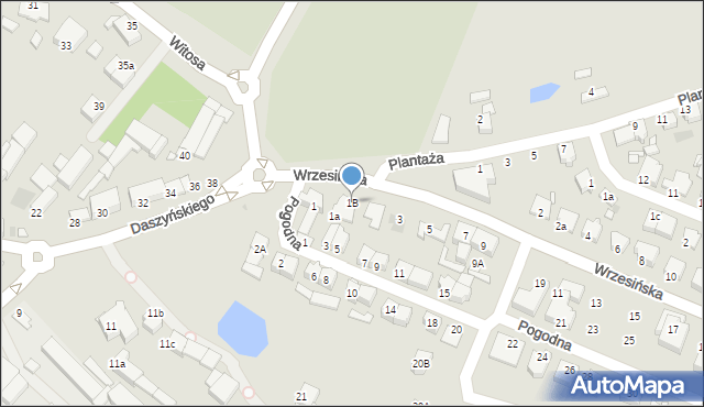 Środa Wielkopolska, Wrzesińska, 1B, mapa Środa Wielkopolska