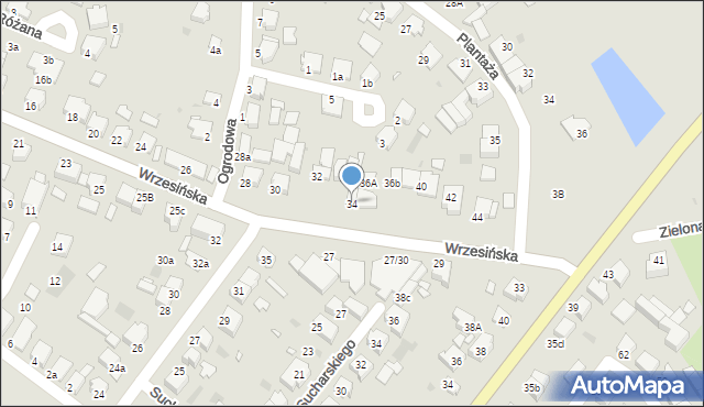 Środa Wielkopolska, Wrzesińska, 34b, mapa Środa Wielkopolska