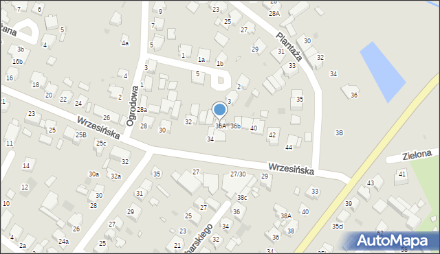 Środa Wielkopolska, Wrzesińska, 36A, mapa Środa Wielkopolska