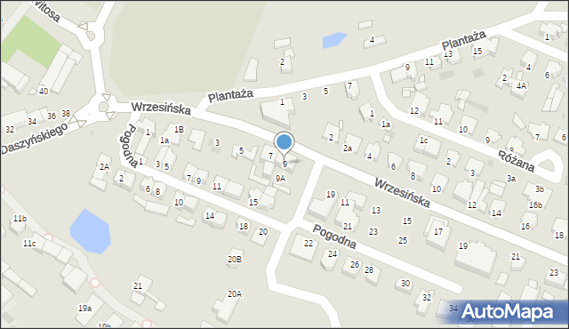 Środa Wielkopolska, Wrzesińska, 9, mapa Środa Wielkopolska