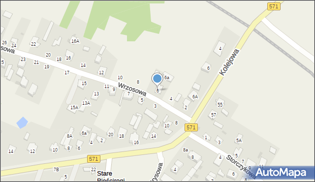 Stare Pieścirogi, Wrzosowa, 6, mapa Stare Pieścirogi
