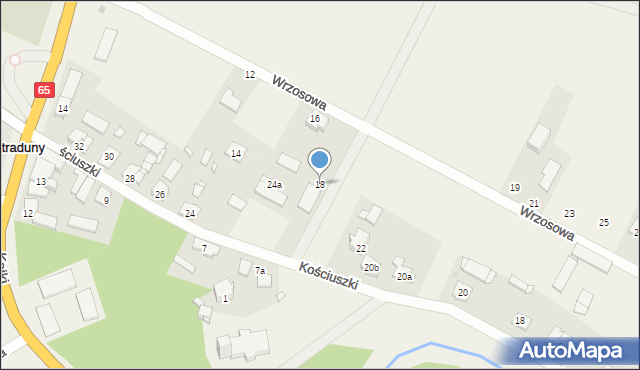 Straduny, Wrzosowa, 18, mapa Straduny